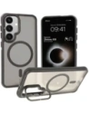 Etui z podstawką i pierścieniem magnetycznym Bizon Case Eclipse do Samsung Galaxy S25 przydymione z czarną ramką
