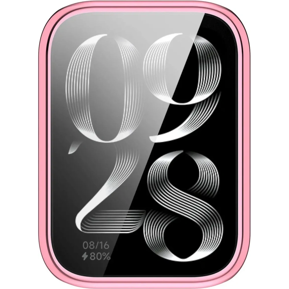 Etui z osłoną ekranu Bizon Case Watch Felipe do Xiaomi Mi Smart Band 9 Pro różowe