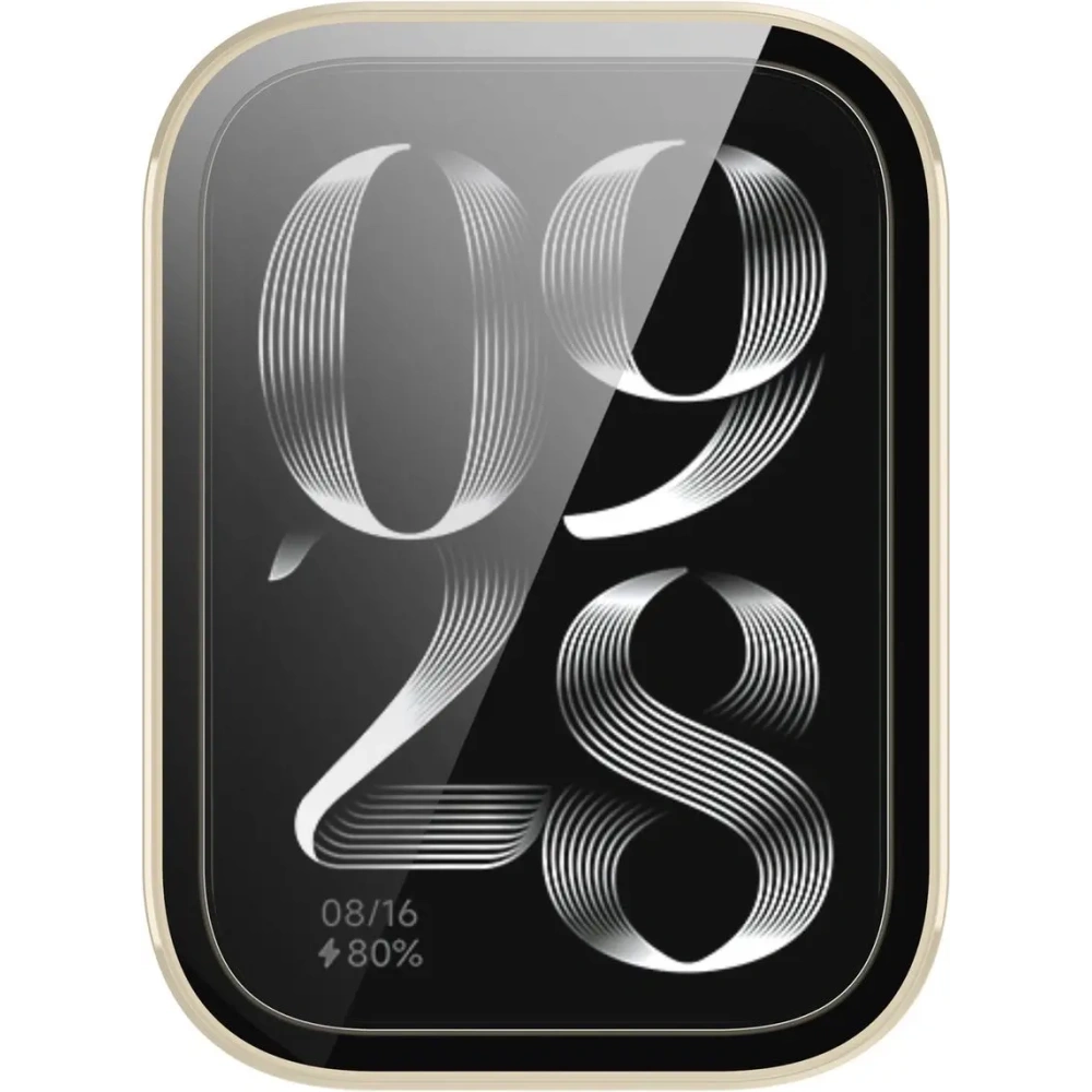 Etui ze szkłem do zegarka Bizon Case+Glass Watch do Xiaomi Mi Smart Band 9 Pro beżowe