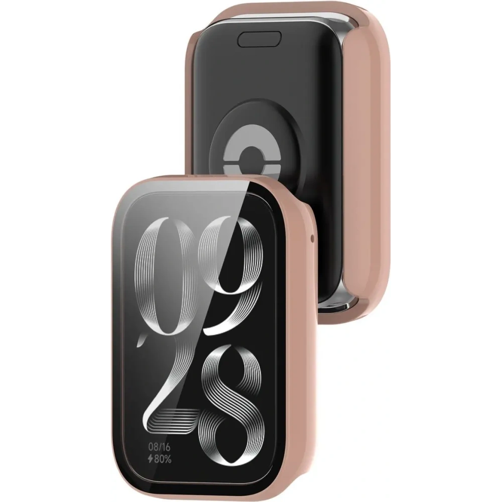 Etui ze szkłem do zegarka Bizon Case+Glass Watch do Xiaomi Mi Smart Band 9 Pro różowe
