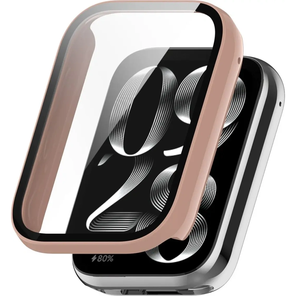 Etui ze szkłem do zegarka Bizon Case+Glass Watch do Xiaomi Mi Smart Band 9 Pro różowe