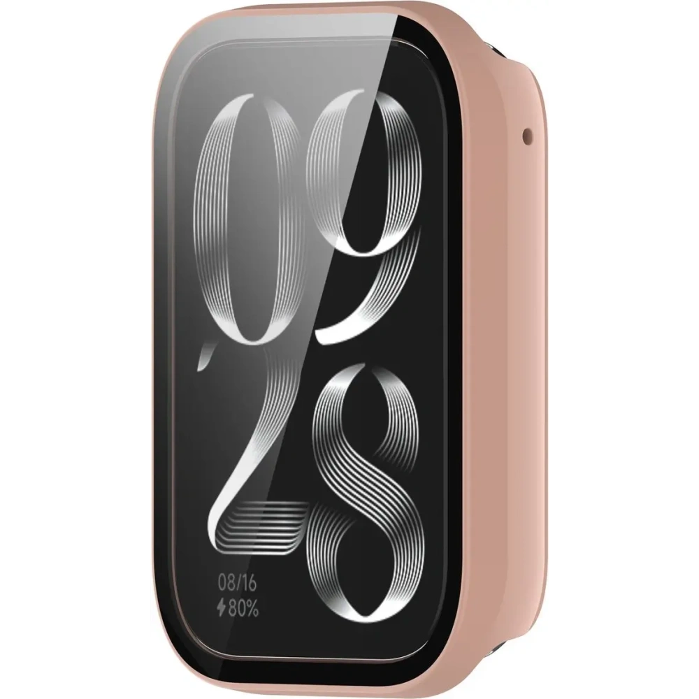 Etui ze szkłem do zegarka Bizon Case+Glass Watch do Xiaomi Mi Smart Band 9 Pro różowe