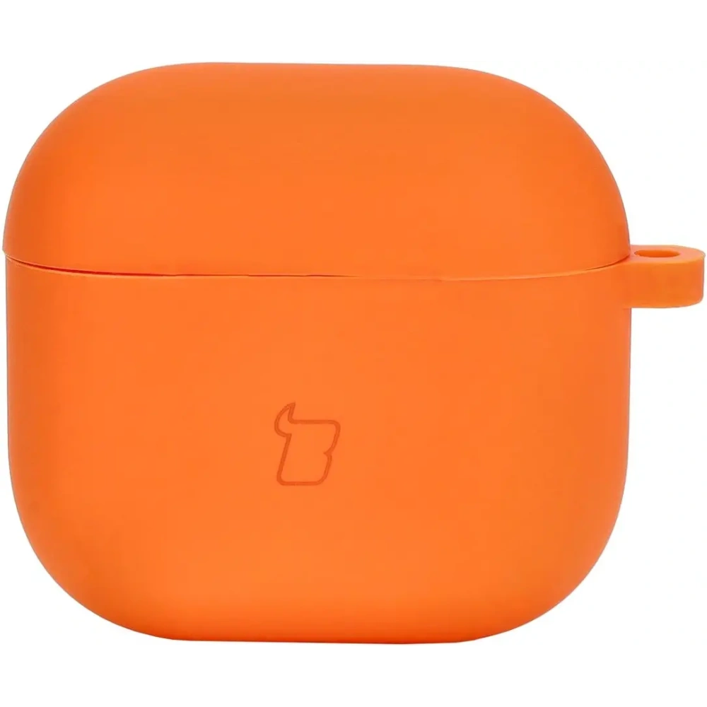 Silikonowe etui z karabińczykiem Bizon Case Headphone Silicone do Apple AirPods 4 pomarańczowe