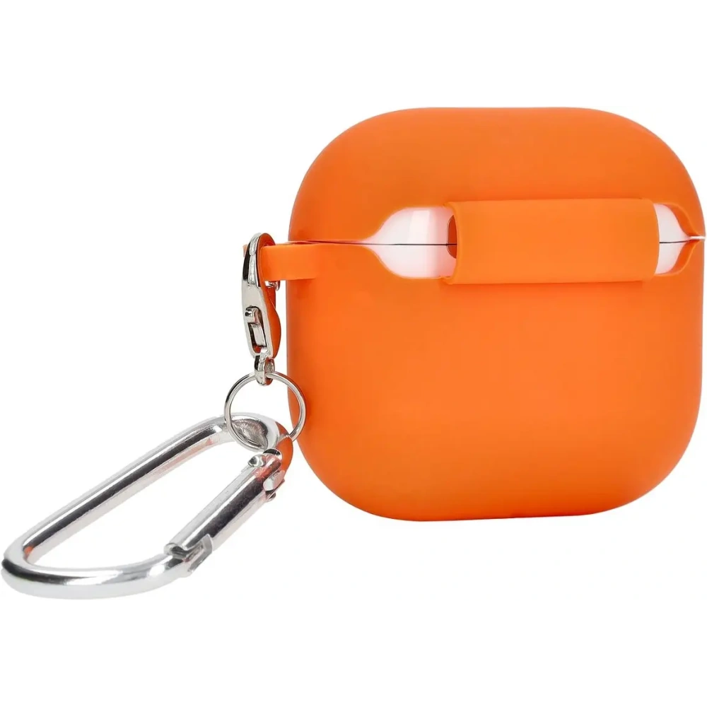Silikonowe etui z karabińczykiem Bizon Case Headphone Silicone do Apple AirPods 4 pomarańczowe