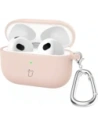 Silikonové pouzdro s karabinou Bizon Case Headphone Silicone pro Apple AirPods 4 světle růžové