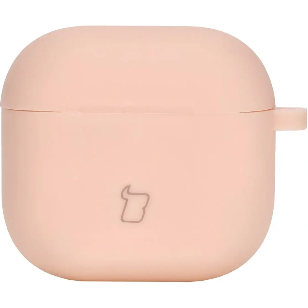 Silikonowe etui z karabińczykiem Bizon Case Headphone Silicone do Apple AirPods 4 jasnoróżowe