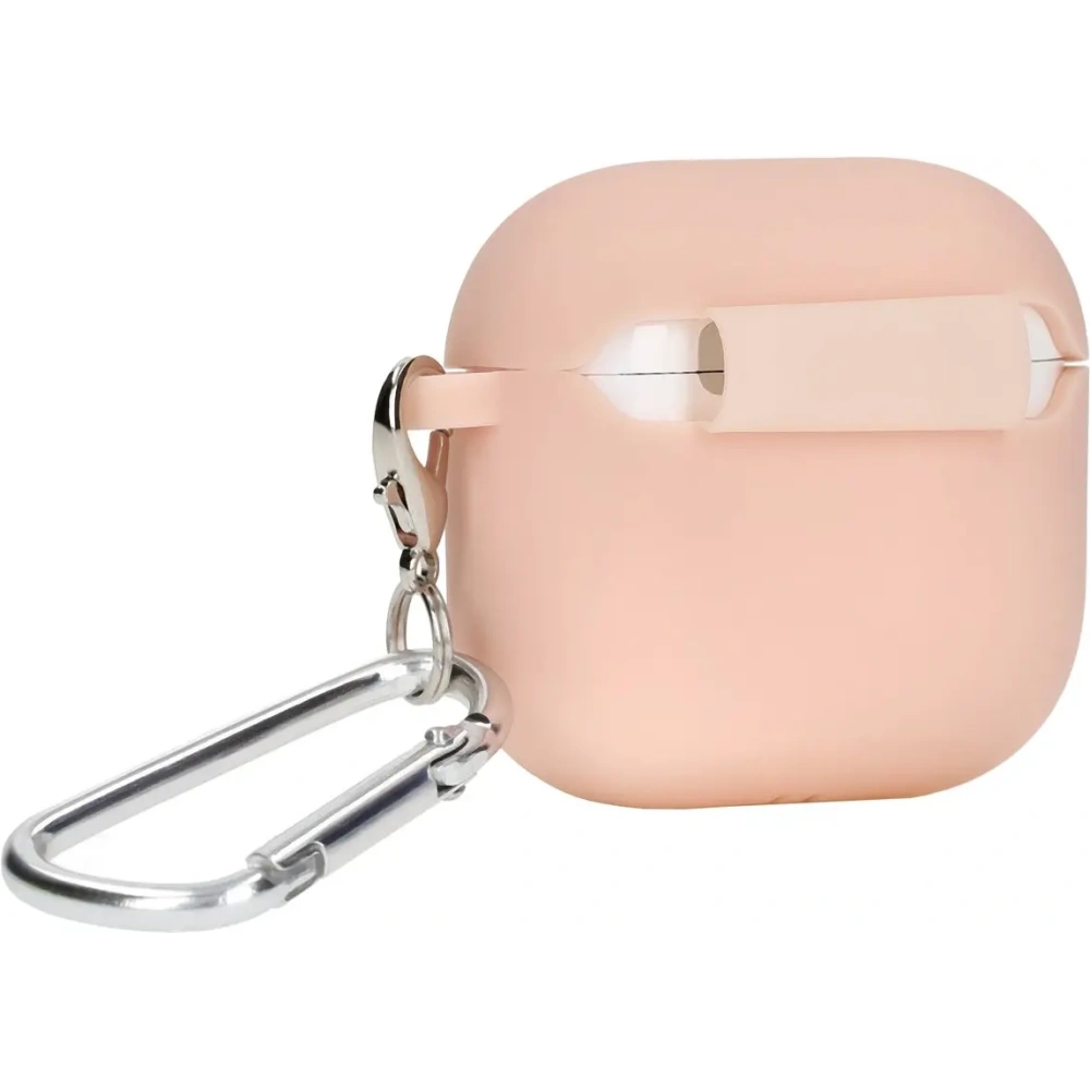 Silikonowe etui z karabińczykiem Bizon Case Headphone Silicone do Apple AirPods 4 jasnoróżowe