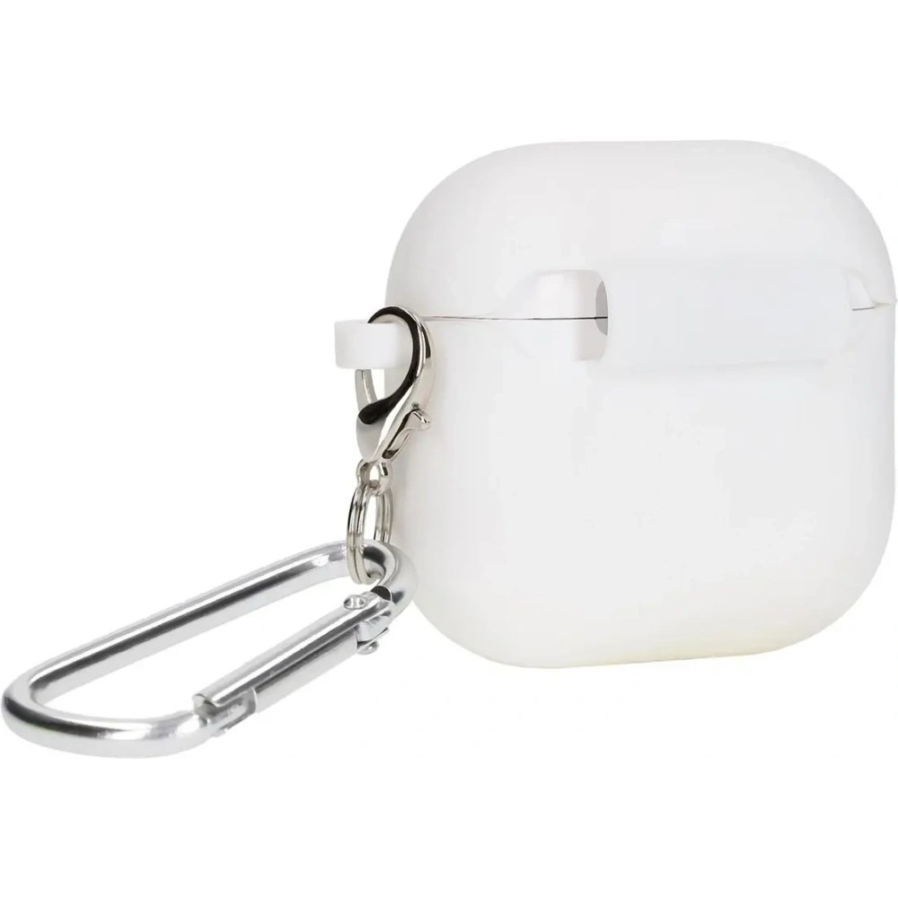 Silikonowe etui z karabińczykiem Bizon Case Headphone Silicone do Apple AirPods 4 białe