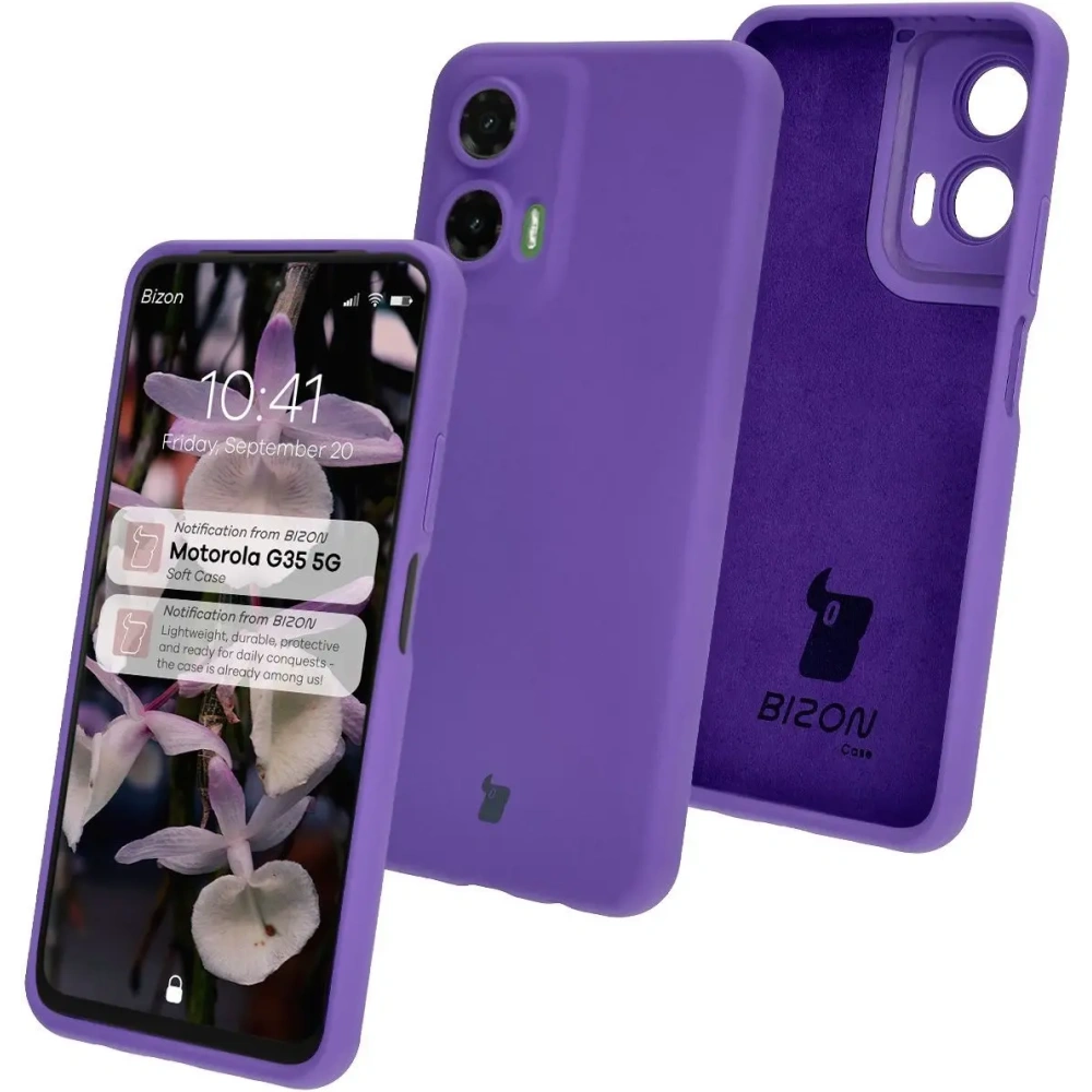 Silikonowe etui Bizon Soft Case do Motorola Moto G35 5G fioletowe
