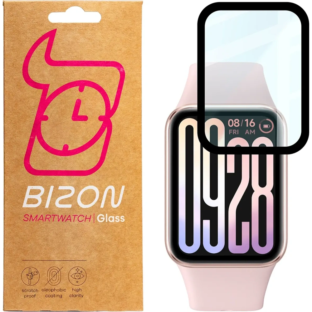Szkło hybrydowe Bizon Glass Watch Edge Hybrid dla Xiaomi Smart Band 9 Pro czarne