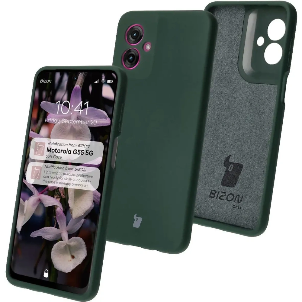 Silikonowe etui Bizon Soft Case do Motorola Moto G55 5G ciemnozielone