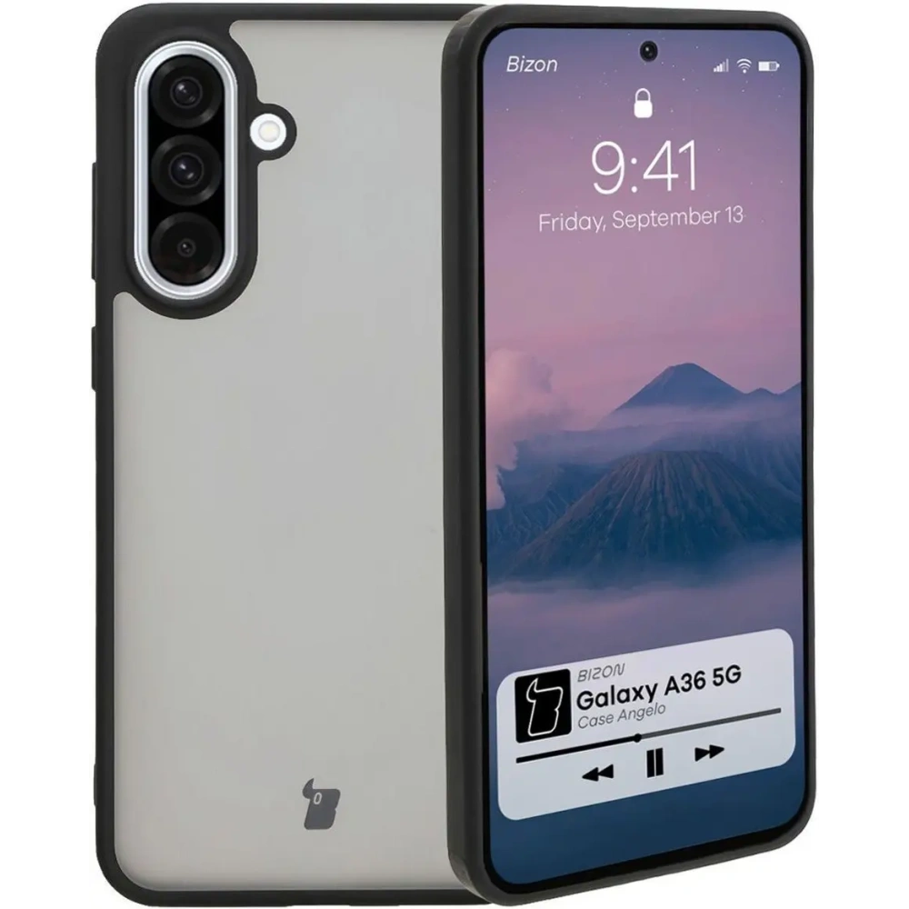 Etui Bizon Case Angelo do Samsung Galaxy A36 5G przydymione z czarną ramką