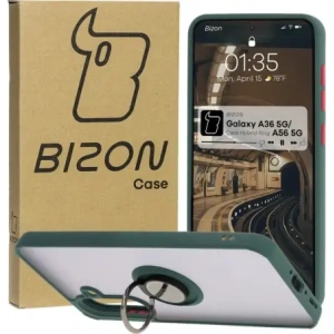 Bizon Case Hybrid Ring Samsung Galaxy A36 5G / A56 5G smoky with a dark green frame