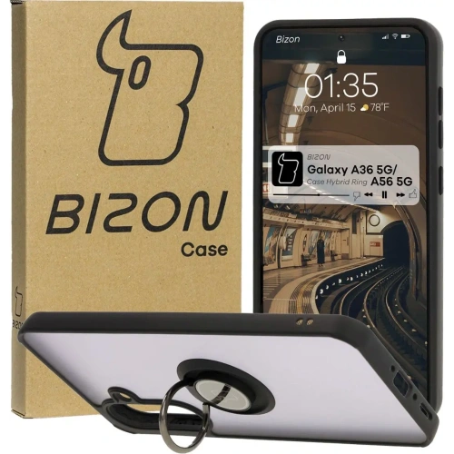 Kup Etui s držákem na prst Bizon Case Hybrid Ring do Samsung Galaxy A36 5G / A56 5G kouřové s černým rámečkem - BIZ8000 - {ean13} - Sklep Home Screen