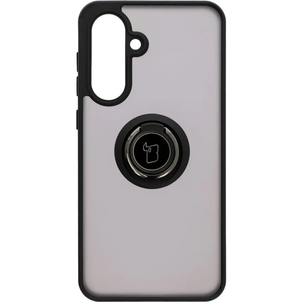 Etui z uchwytem na palec Bizon Case Hybrid Ring do Samsung Galaxy A36 5G / A56 5G przydymione z czarną ramką