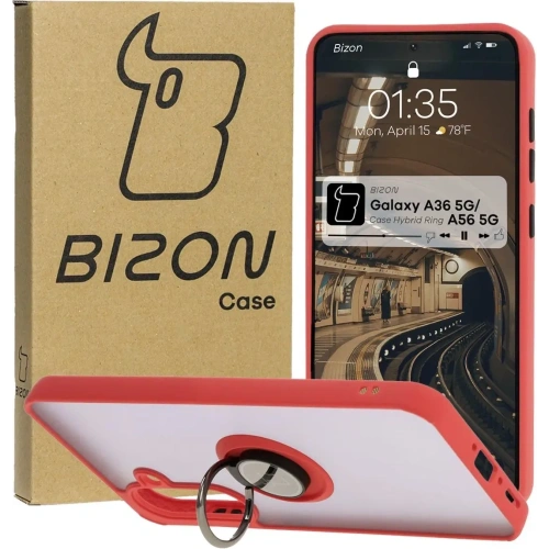 Buy Bizon Case Hybrid Ring Samsung Galaxy A36 5G / A56 5G smoky with a red frame - BIZ8001 - {ean13} - Home Screen Store Europe