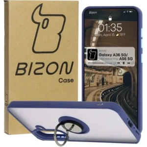 Bizon Case Hybrid Ring Samsung Galaxy A36 5G / A56 5G smoky with a navy blue frame
