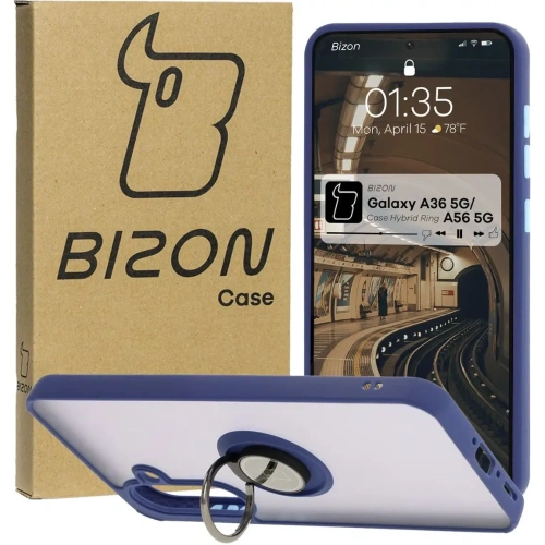 Kup Bizon Case Hybrid Ring Samsung Galaxy A36 5G / A56 5G fumuriu cu un cadru albastru închis - BIZ8002 - {ean13} - Sklep Home Screen