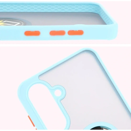 Kup Etui z uchwytem na palec Bizon Case Hybrid Ring do Samsung Galaxy A36 5G / A56 5G kouřové s jasně modrým rámem - BIZ8003 - {ean13} - Sklep Home Screen