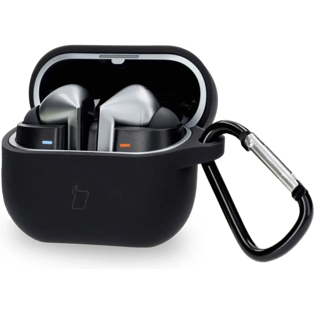 Silikonowe etui z karabińczykiem Bizon Case Headphone Silicone do Samsung Galaxy Buds 3 / 3 Pro czarne