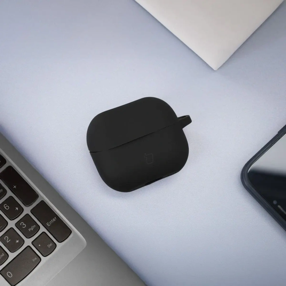 Silikonowe etui z karabińczykiem Bizon Case Headphone Silicone do Samsung Galaxy Buds 3 / 3 Pro czarne