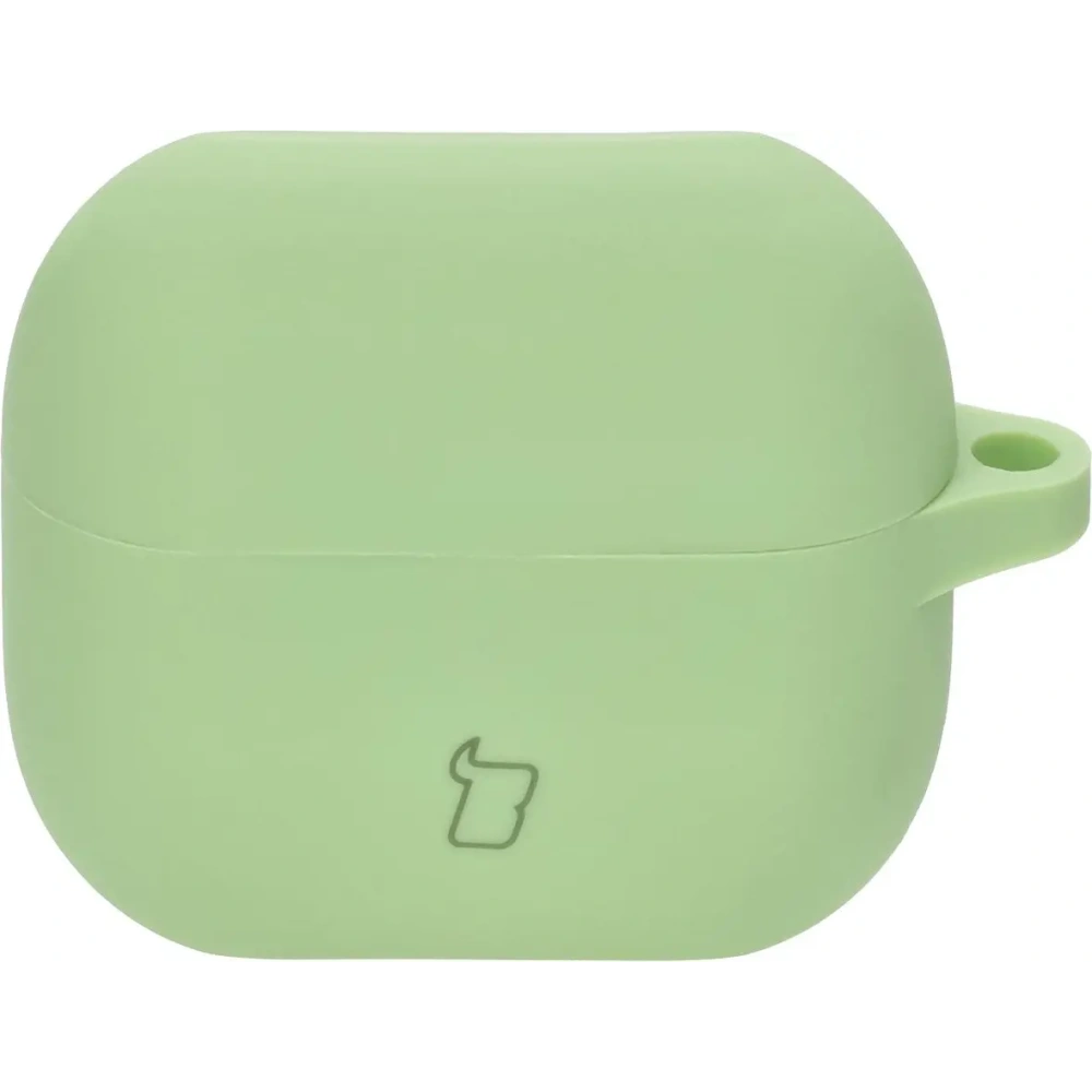 Silikonowe etui z karabińczykiem Bizon Case Headphone Silicone do Samsung Galaxy Buds 3 / 3 Pro jasnozielone