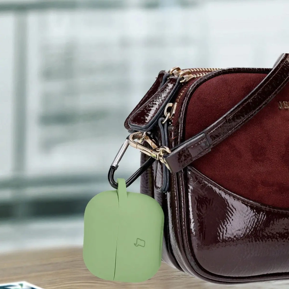 Silikonowe etui z karabińczykiem Bizon Case Headphone Silicone do Samsung Galaxy Buds 3 / 3 Pro jasnozielone