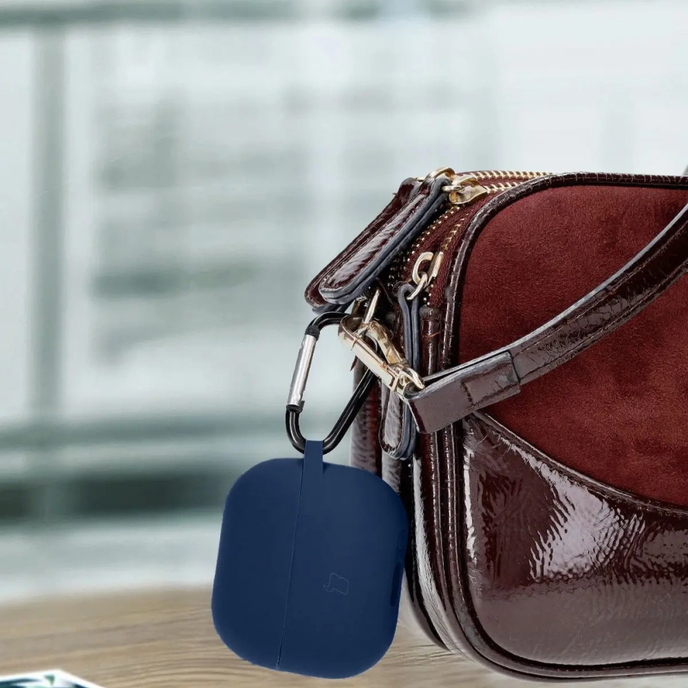 Silikonowe etui z karabińczykiem Bizon Case Headphone Silicone do Samsung Galaxy Buds 3 / 3 Pro ciemnoniebieskie