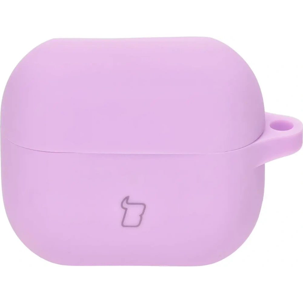 Silikonowe etui z karabińczykiem Bizon Case Headphone Silicone do Samsung Galaxy Buds 3 / 3 Pro jasnofioletowe