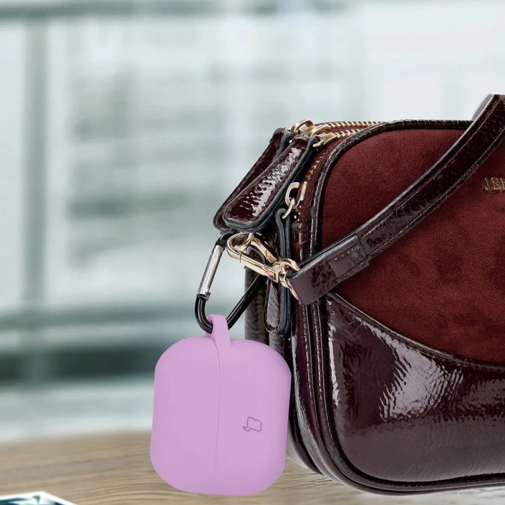 Silikonowe etui z karabińczykiem Bizon Case Headphone Silicone do Samsung Galaxy Buds 3 / 3 Pro jasnofioletowe