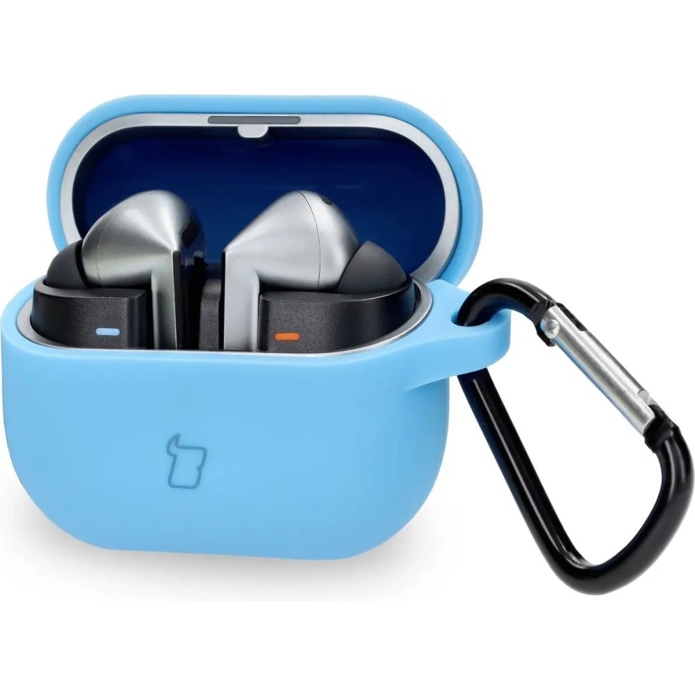 Silikonowe etui z karabińczykiem Bizon Case Headphone Silicone do Samsung Galaxy Buds 3 / 3 Pro niebieskie