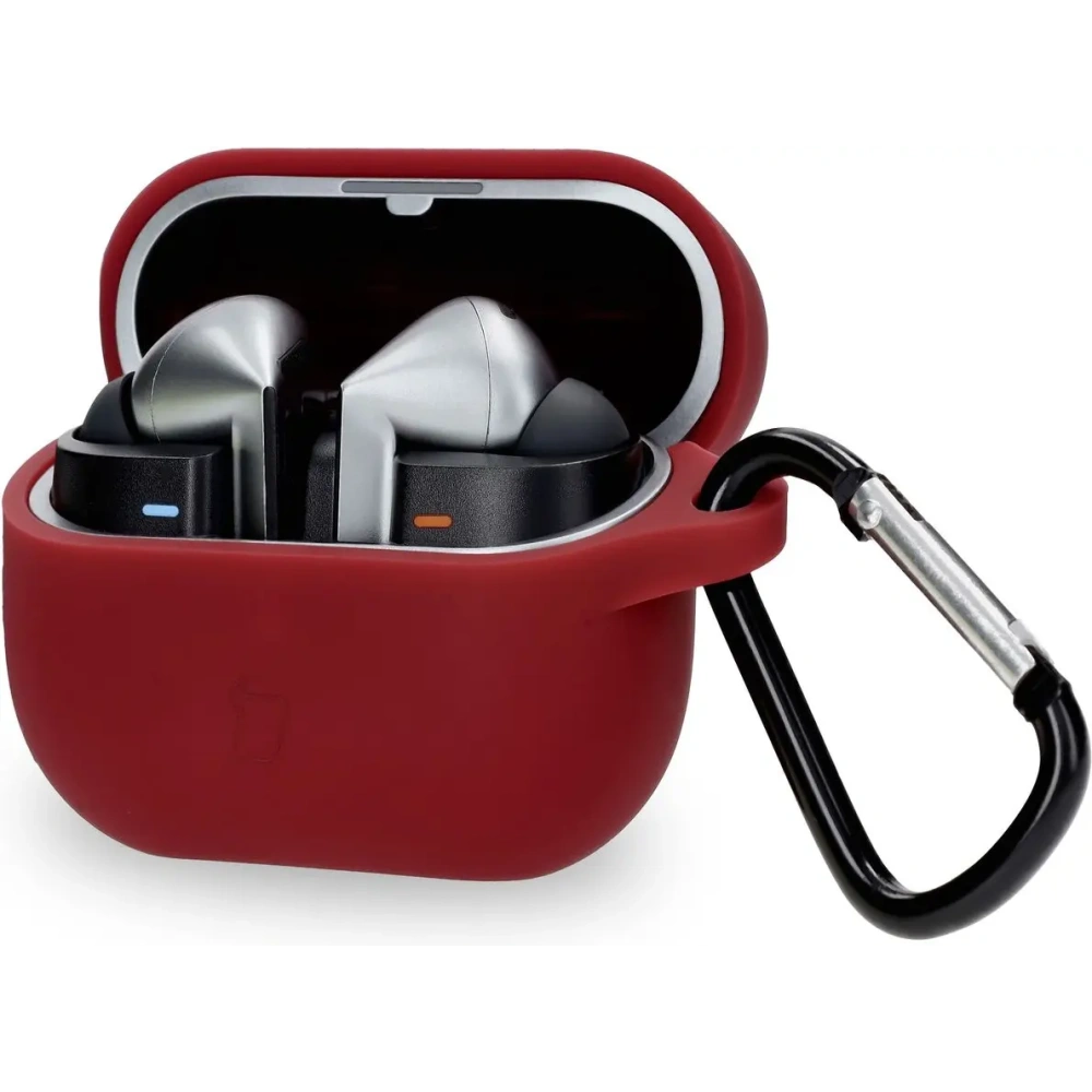 Silikonowe etui z karabińczykiem Bizon Case Headphone Silicone do Samsung Galaxy Buds 3 / 3 Pro burgundowe