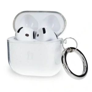 Kup Elastyczne etui z karabińczykiem Bizon Case Headphone Clear do Apple AirPods 4 przezroczysto-brokatowe - BIZ8024 - {ean13} - Sklep Home Screen