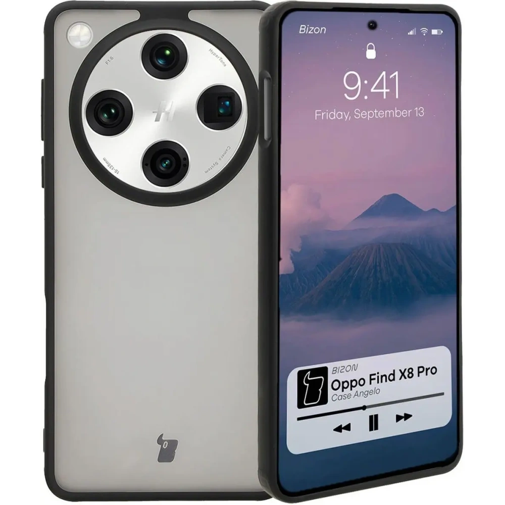 Etui Bizon Case Angelo do Oppo Find X8 Pro przydymione z czarną ramką