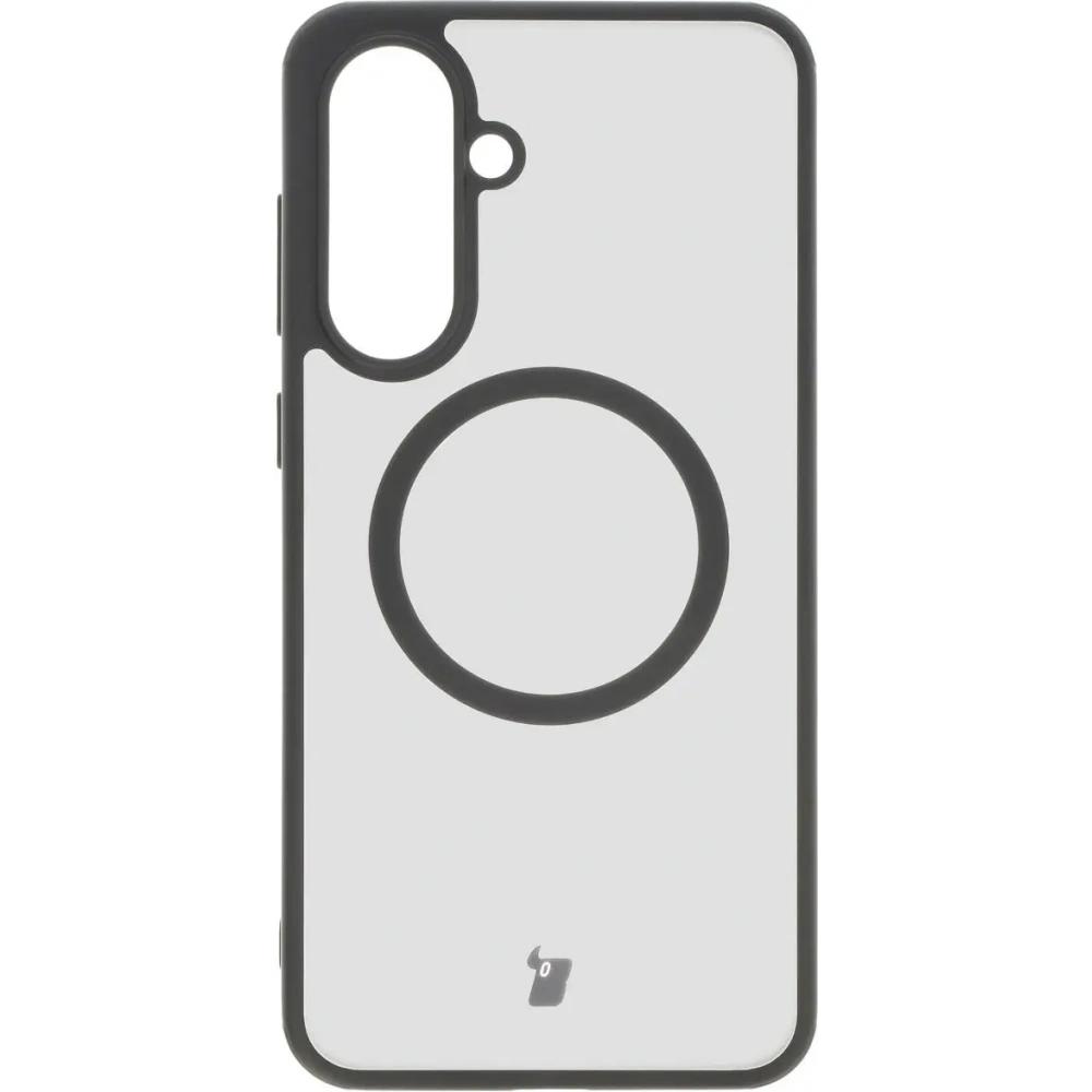 Etui z pierścieniem magnetycznym Bizon Case MatteO do Samsung Galaxy A36 5G półprzezroczyste z czarną ramką