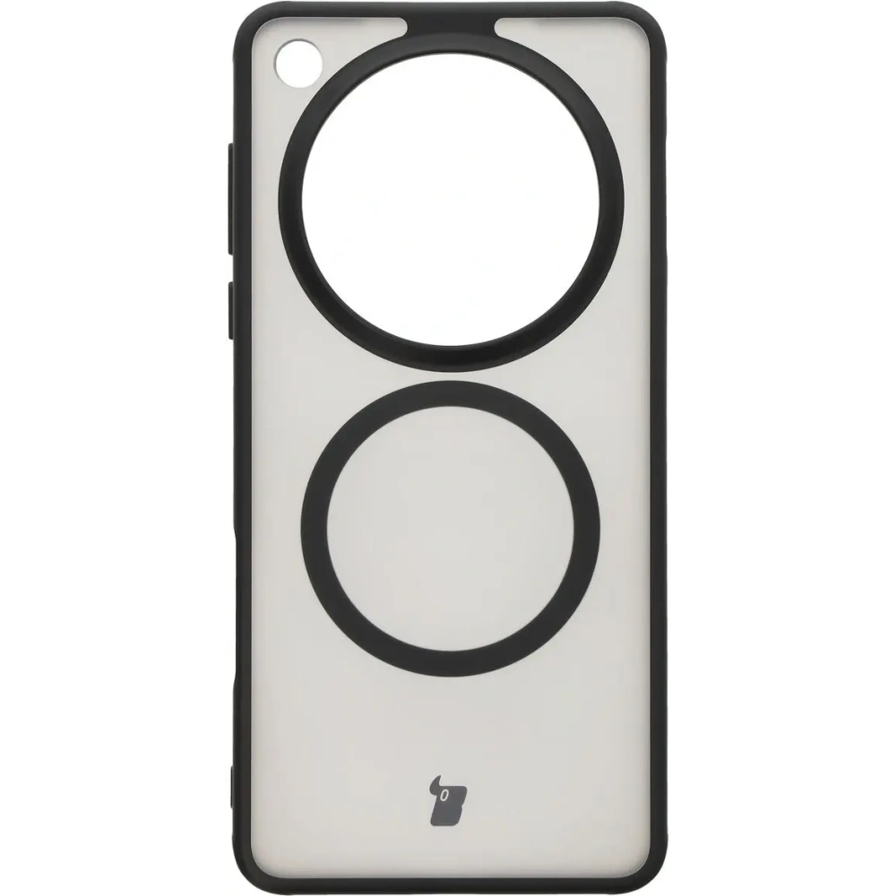 Etui z pierścieniem magnetycznym Bizon Case MatteO do Oppo Find X8 Pro półprzezroczyste z czarną ramką