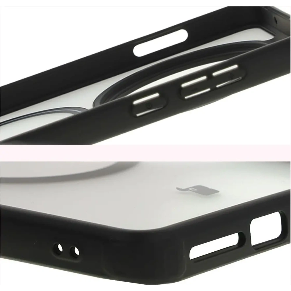 Etui z pierścieniem magnetycznym Bizon Case MatteO do Oppo Find X8 Pro półprzezroczyste z czarną ramką