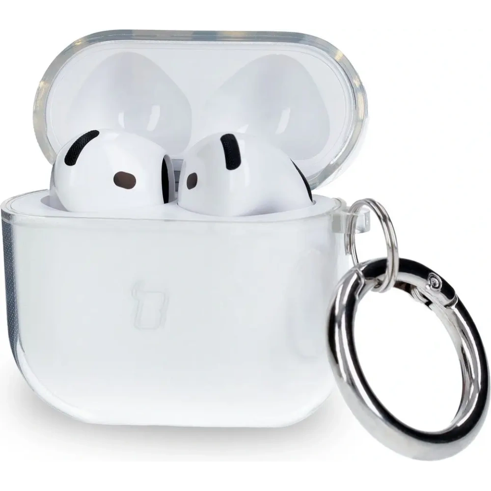 Elastyczne etui z karabińczykiem Bizon Case Headphone Clear do Apple AirPods 4 przezroczyste
