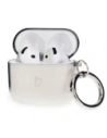 Elastické pouzdro s karabinou Bizon Case Headphone Clear pro Apple AirPods 4 průhledně-černé