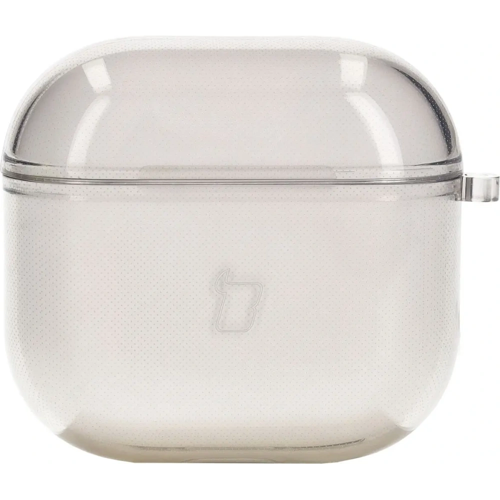 Elastyczne etui z karabińczykiem Bizon Case Headphone Clear do Apple AirPods 4 przezroczysto-czarne