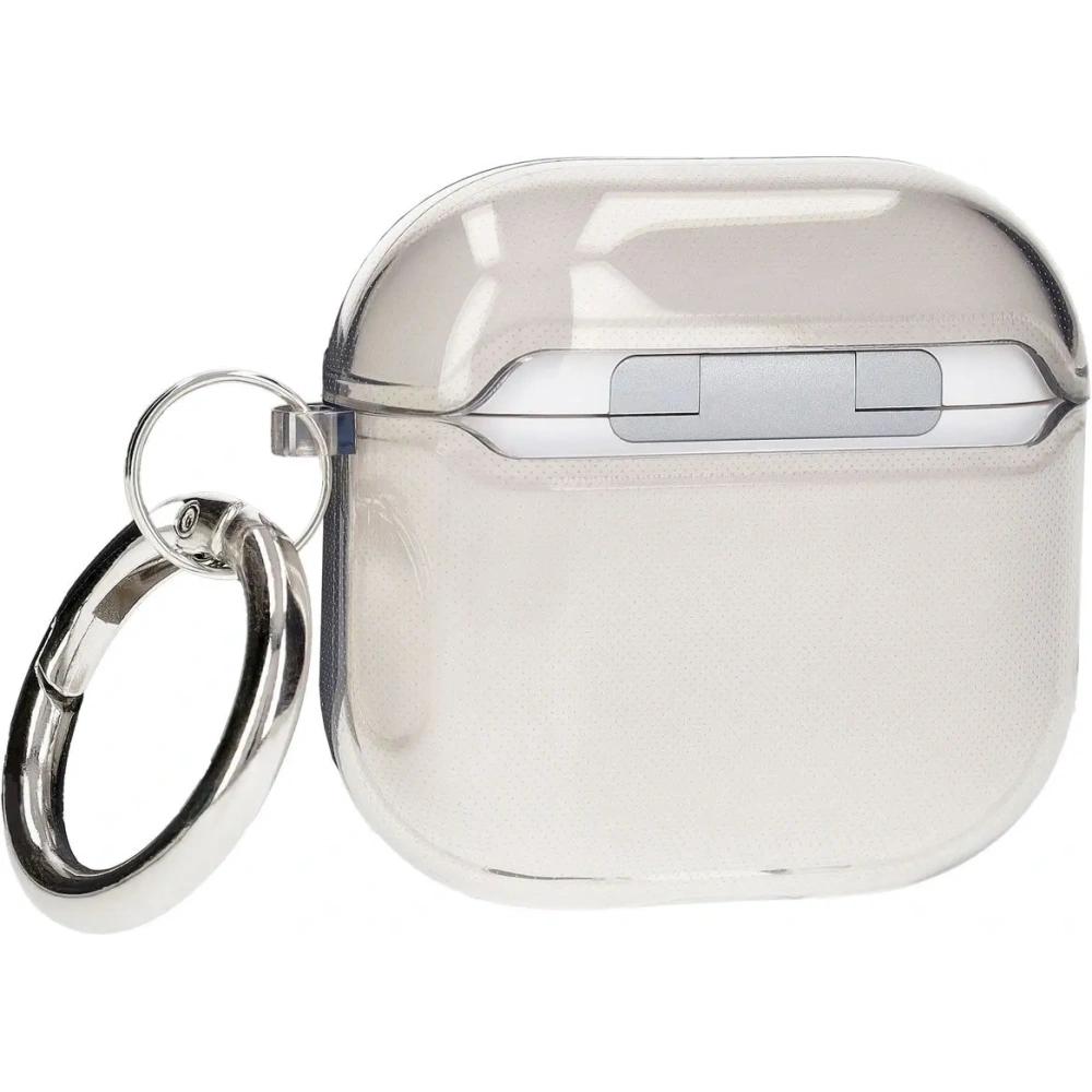 Elastyczne etui z karabińczykiem Bizon Case Headphone Clear do Apple AirPods 4 przezroczysto-czarne
