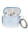 Elastické pouzdro s karabinou Bizon Case Headphone Clear pro Apple AirPods 4 průhledně-modré