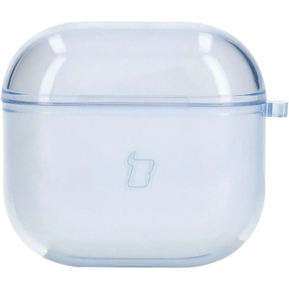 Elastyczne etui z karabińczykiem Bizon Case Headphone Clear do Apple AirPods 4 przezroczysto-niebieskie