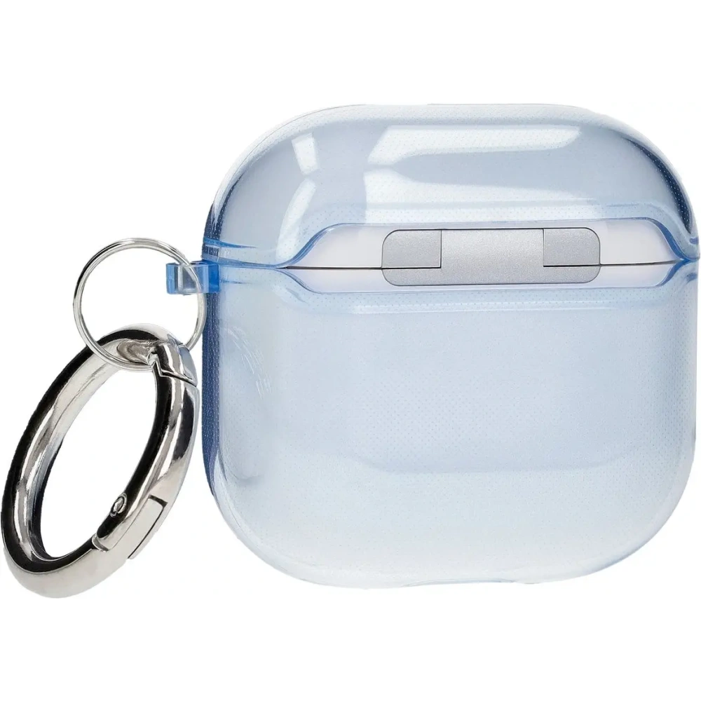 Elastyczne etui z karabińczykiem Bizon Case Headphone Clear do Apple AirPods 4 przezroczysto-niebieskie