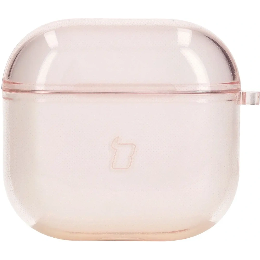 Elastyczne etui z karabińczykiem Bizon Case Headphone Clear do Apple AirPods 4 przezroczysto-różowe