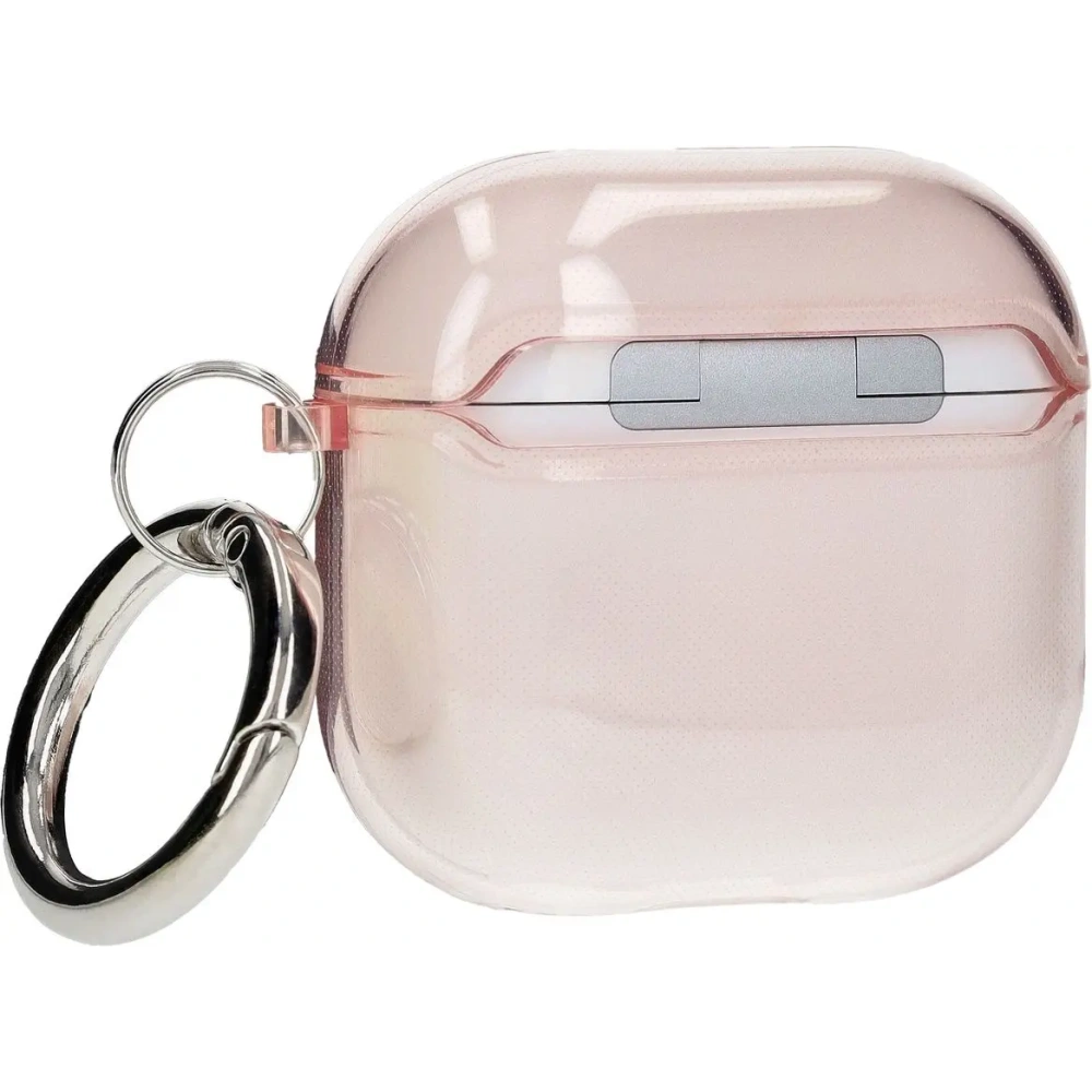 Elastyczne etui z karabińczykiem Bizon Case Headphone Clear do Apple AirPods 4 przezroczysto-różowe