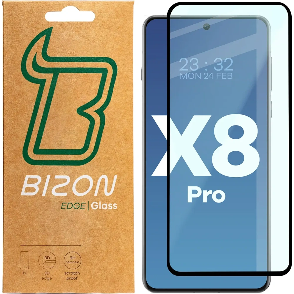 Szkło hartowane Bizon Glass Edge 3D do Oppo Find X8 Pro czarna ramka