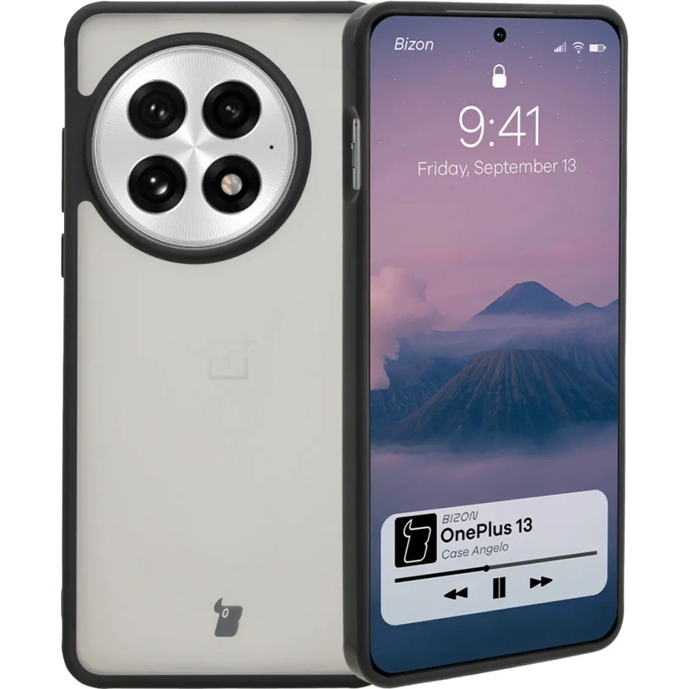 Etui Bizon Case Angelo do OnePlus 13 przydymione z czarną ramką