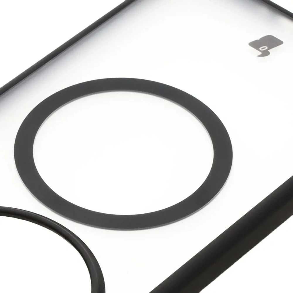 Etui z pierścieniem magnetycznym Bizon Case MatteO do OnePlus 13 półprzezroczyste z czarną ramką
