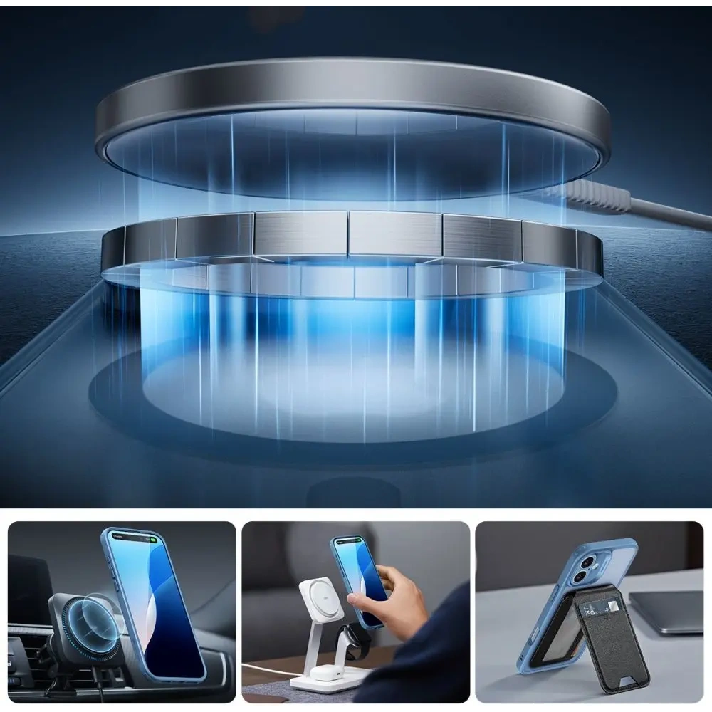 Etui + szkło  ESR Classic Pro Set Halolock MagSafe Apple iPhone 16 Frosted Blue